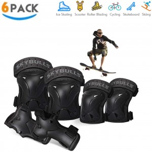 Adult Knee Pads Elbow Pads Wrist Guards, [6Pack] Knee Elbow Pads Protective Gear Set for Skateboarding Roller Blading Scooters Protective Gear Set for Grownup Youth Children